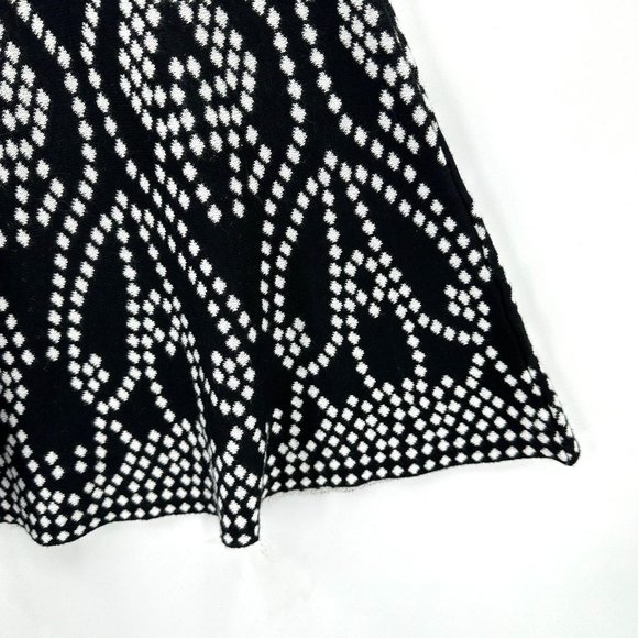 Kikit Skirt Womens Knit A-Line Pull On Geometric Pattern Black White M - Picture 4 of 11